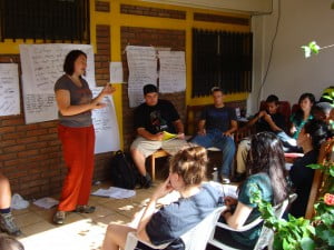 GGL Helene leads a seminar where our delegation discusses what culture is, and the different perceptions of the culture of both Nicaragua and the United States.