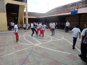 Playing soccer with Nica students.