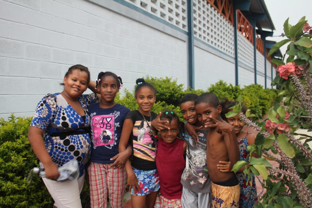 These are the girls living in the neighborhood where the program Quisqueya Aprende Contigo helps community members become literate in their own language. Some of these students are older than 60. 
