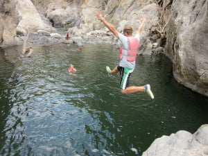 This picture is not of our group, but shows how we all jumped off a rock into the water.  It was scary, yet exhilarating.