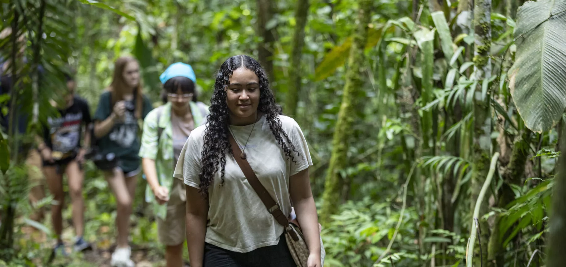 Full size image of girl walking in jungle in Costa Rica